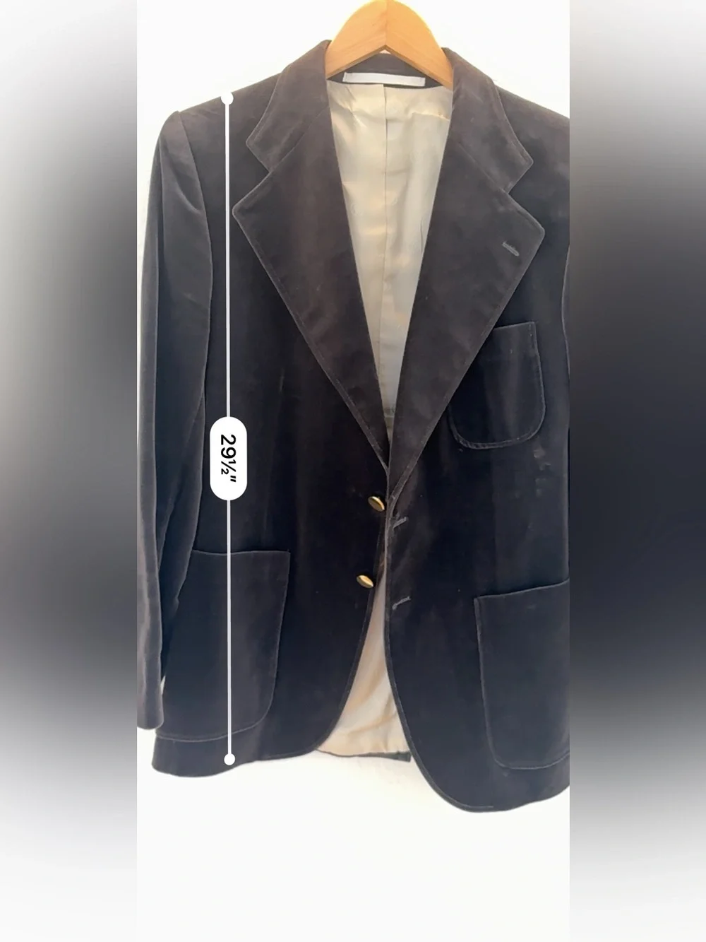 Jean Paul Germain Custom Men's Chocolate Velvet Blazer with Gold Buttons